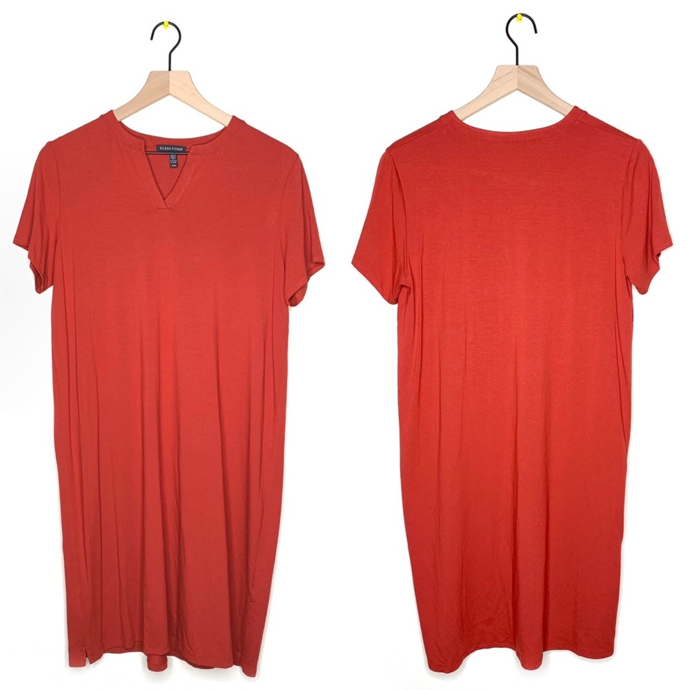 Eileen Fisher Jersey VNeck Shift Dress Shirt Dress